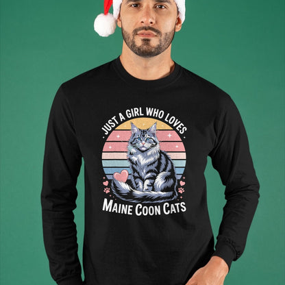 Cat Love Shirt, Funny Cat Lover Gift UnisexT-Shirt/Hoodie/Sweatshirt HLT00 - Just a Girl who Loves Maine Coon Cats T-Shirt