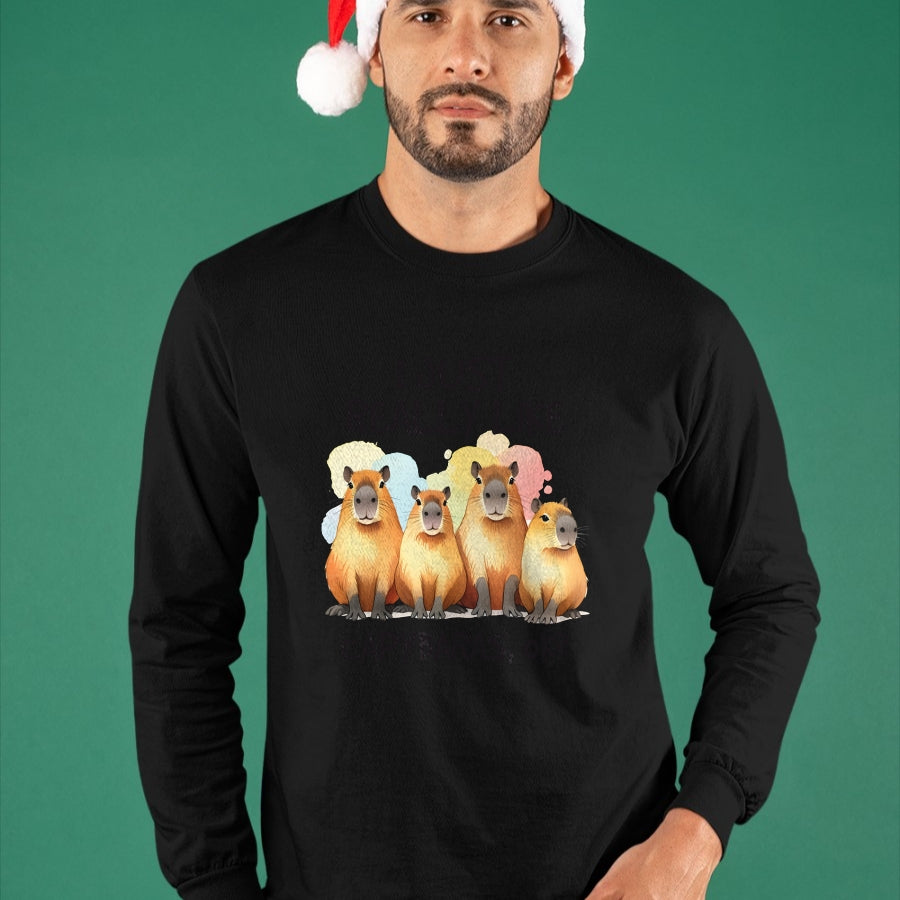 Cute Capybara Shirt, Funny Capybara Unisex T-Shirt/Hoodie/Sweatshirt HLT00 - Funny Capybara Long Sleeve T-Shirt (3)