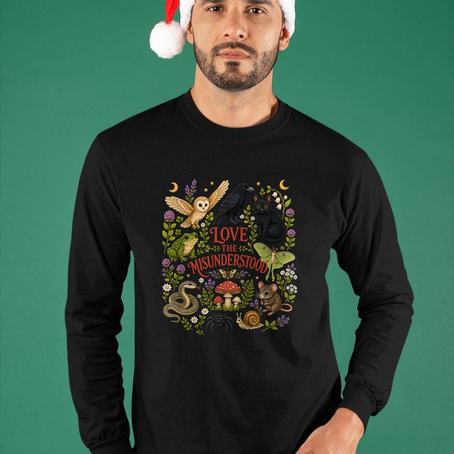 Cat Love Shirt, Funny Cat Lover Gift UnisexT-Shirt/Hoodie/Sweatshirt HLT00 - Love The Misunderstood Bat Raven Cat Snake Spider Moth Frog T-Shirt (3)