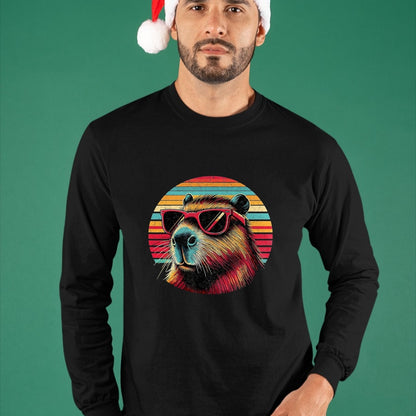 Cute Capybara Shirt, Funny Capybara Unisex T-Shirt/Hoodie/Sweatshirt HLT00 - Capybara Retro Sunglasses T-Shirt, Men, Black, 3X-Large