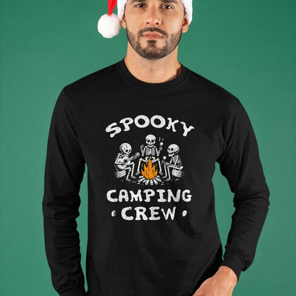 Funny Camping Shirt, Gift For Camping Lover Unisex T-Shirt/Hoodie/Sweatshirt HLT00 - Spooky Camping Crew Halloween Camping Skeleton Campsite T-Shirt