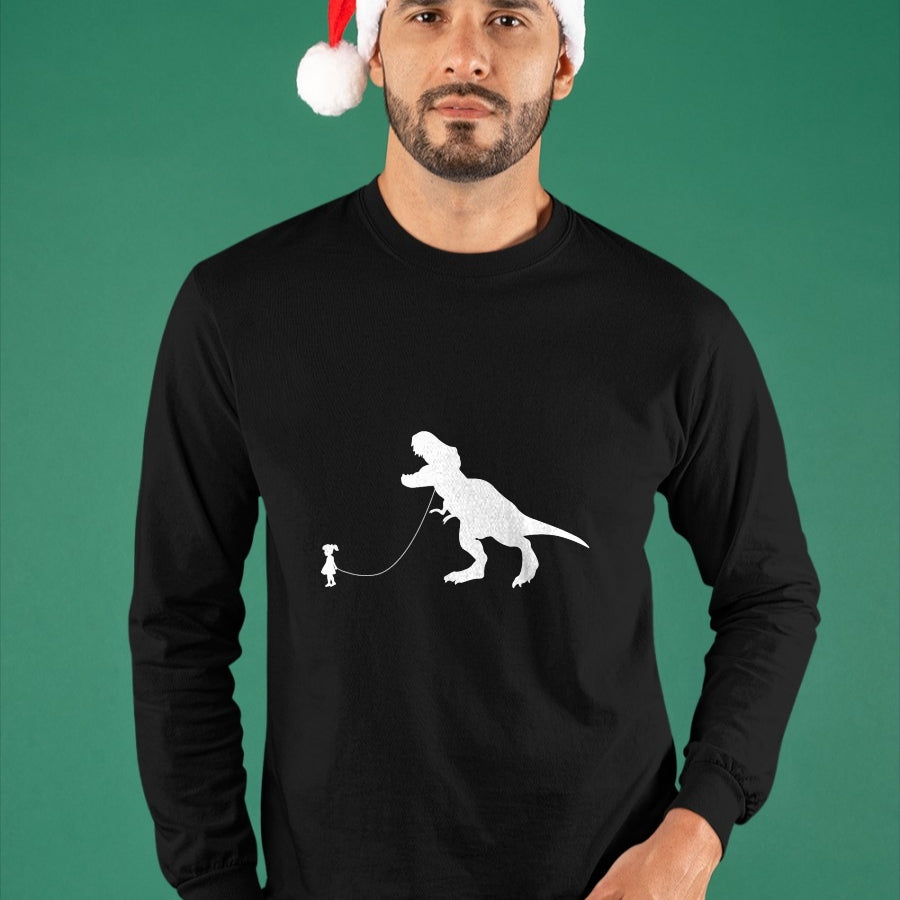 Best Dinosaur Lover Shirt, Funny Dinosaur UnisexT-Shirt/Hoodie/Sweatshirt HLT00 - T-Rex Dinosaur Pet on a Leach led by a Girl T-Shirt