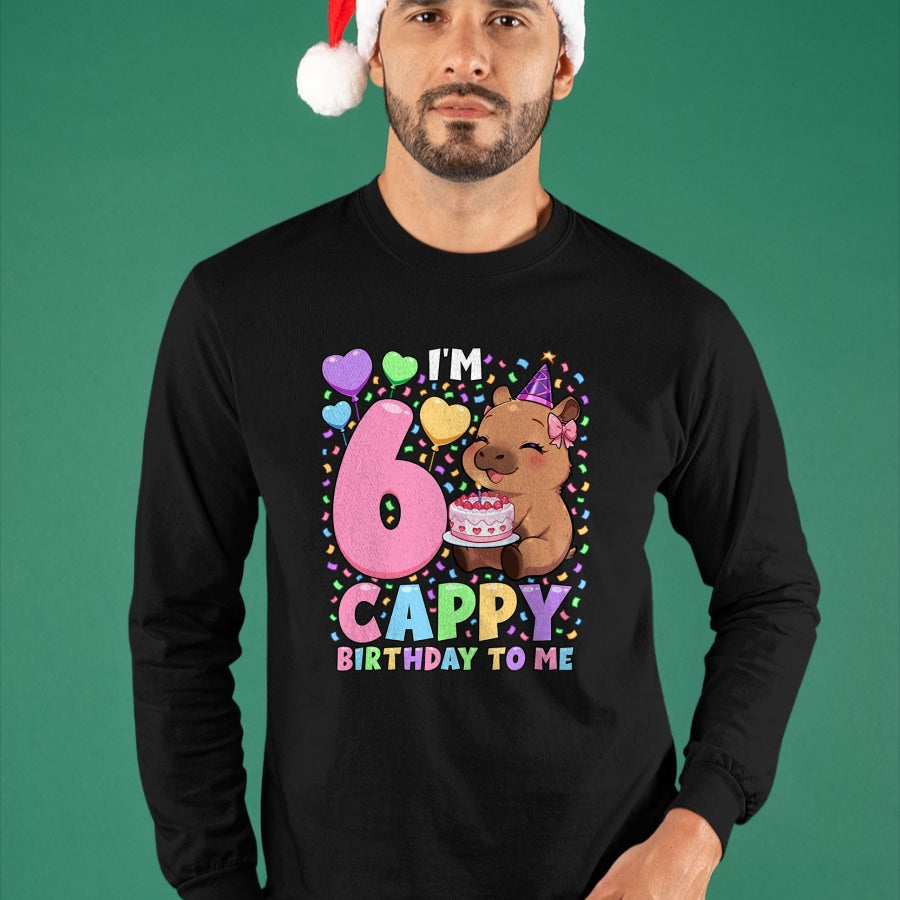 Cute Capybara Shirt, Funny Capybara UnisexT-Shirt/Hoodie/Sweatshirt HLT00 - Capybara Birthday Shirt 6 Kawaii Girl Capybara 6th Birthday T-Shirt