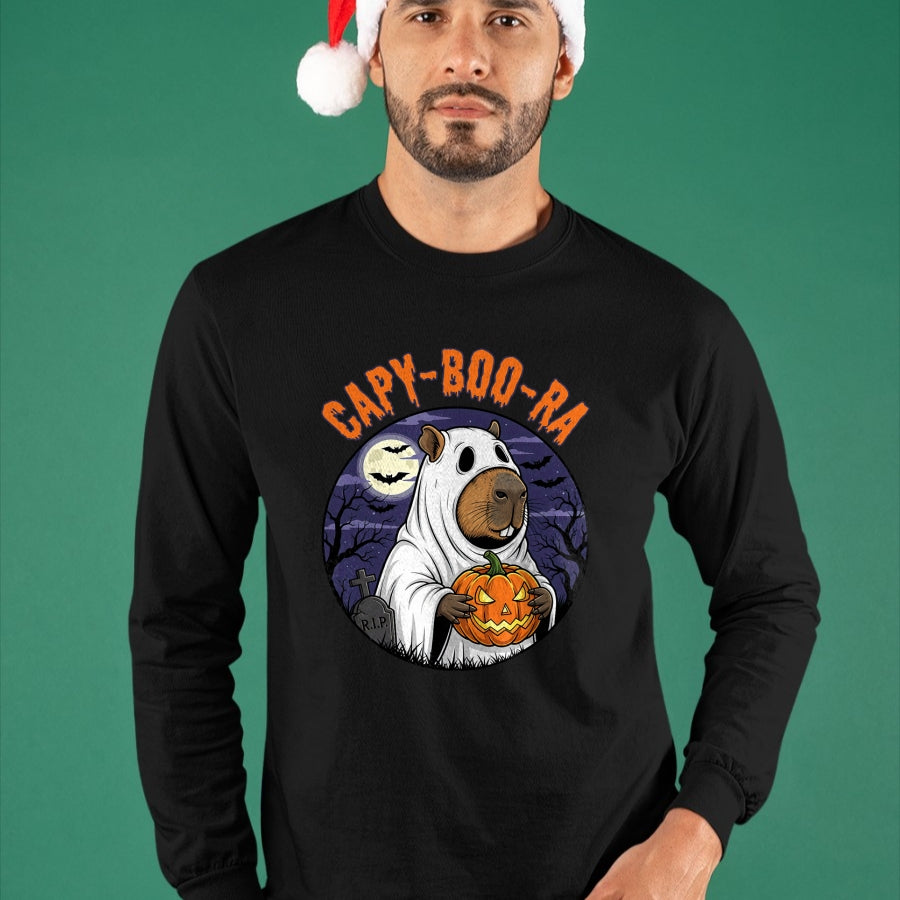 Cute Capybara Shirt, Funny Capybara UnisexT-Shirt/Hoodie/Sweatshirt HLT00 - Capy-Boo-Ra Cute Capybara Boo Ghost Funny Cappy Halloween T-Shirt