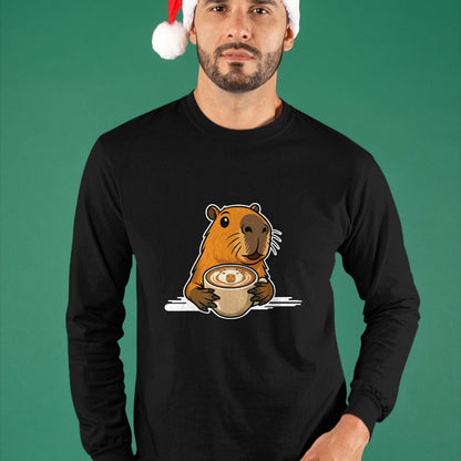 Cute Capybara Shirt, Funny Capybara Unisex T-Shirt/Hoodie/Sweatshirt HLT00 - Capybara Coffee Lover Latte Art Funny Capybara T-Shirt