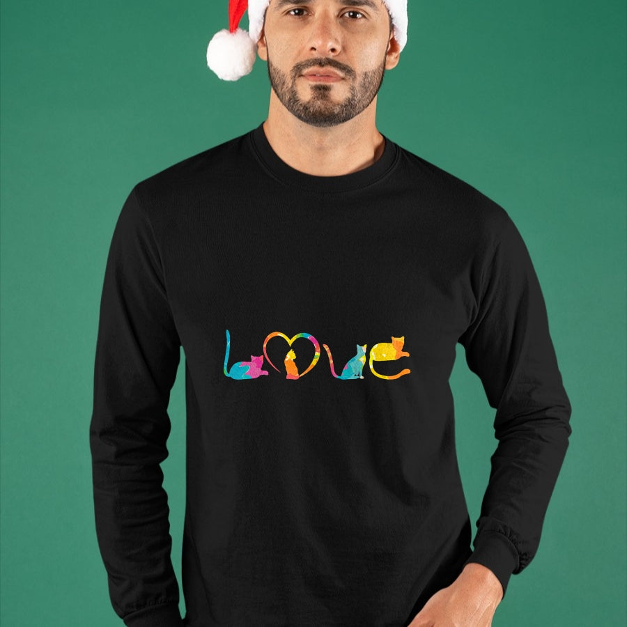 Cat Love Shirt, Funny Cat Lover Gift UnisexT-Shirt/Hoodie/Sweatshirt HLT00 - Love Cats Colorful Watercolor Decoration Cute Cat Toy T-Shirt