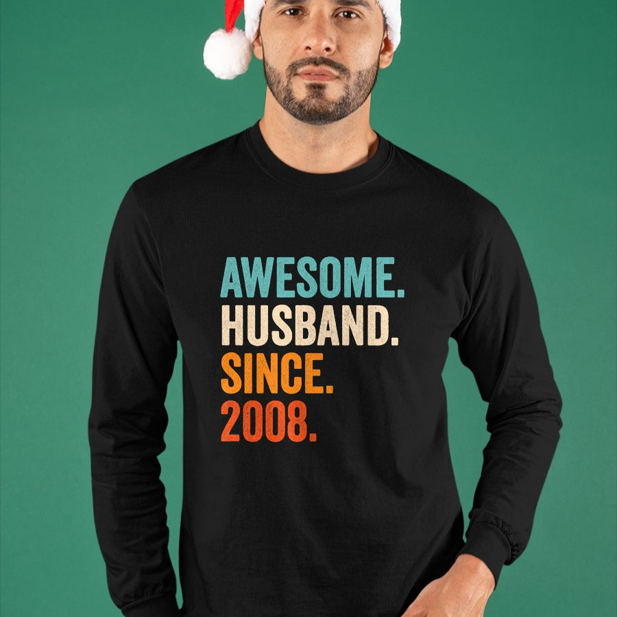 Best Wife Shirt, Wife and Husband Unisex T-Shirt/Hoodie/Sweatshirt HLT00 - Awesome Husband Since 2008 16th wedding anniversary 16 years T-Shirt