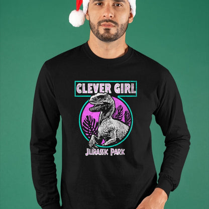 Best Dinosaur Lover Shirt, Funny Dinosaur UnisexT-Shirt/Hoodie/Sweatshirt HLT00 - Jurassic Park Distressed Teal Raptor Clever Girl Short Sleeve T-Shirt