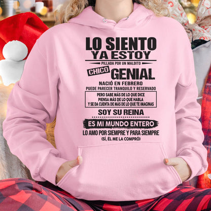 Camiseta Lo Siento Ya Estoy Pillada por un Chico Genial Nacido en Febrero - DTSM02 (SKU04-18-02)