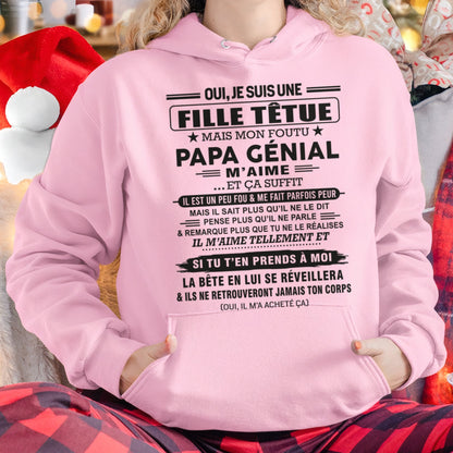 Oui, je suis une fille têtue – T-shirt | Cadeau d’anniversaire de papa pour sa fille - dtsm00 / fr00 (SKU12-197)