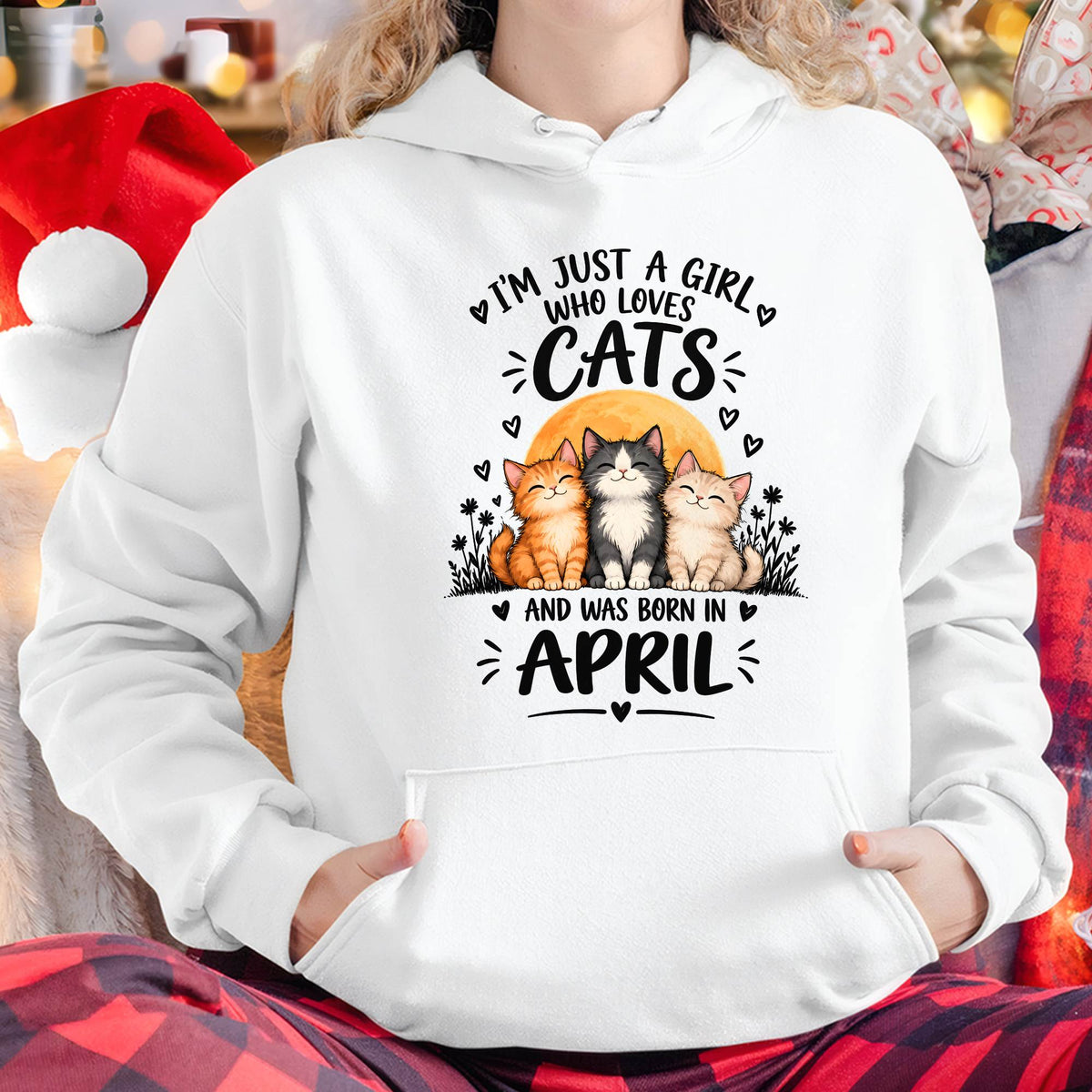APRIL - I'M JUST A GIRL WHO LOVES CATS AND WAS BORN IN APRIL CAT LOVER SHIRT - T-SHIRT FOR WOMEN - DTSM04 (SKU2609-324-04)