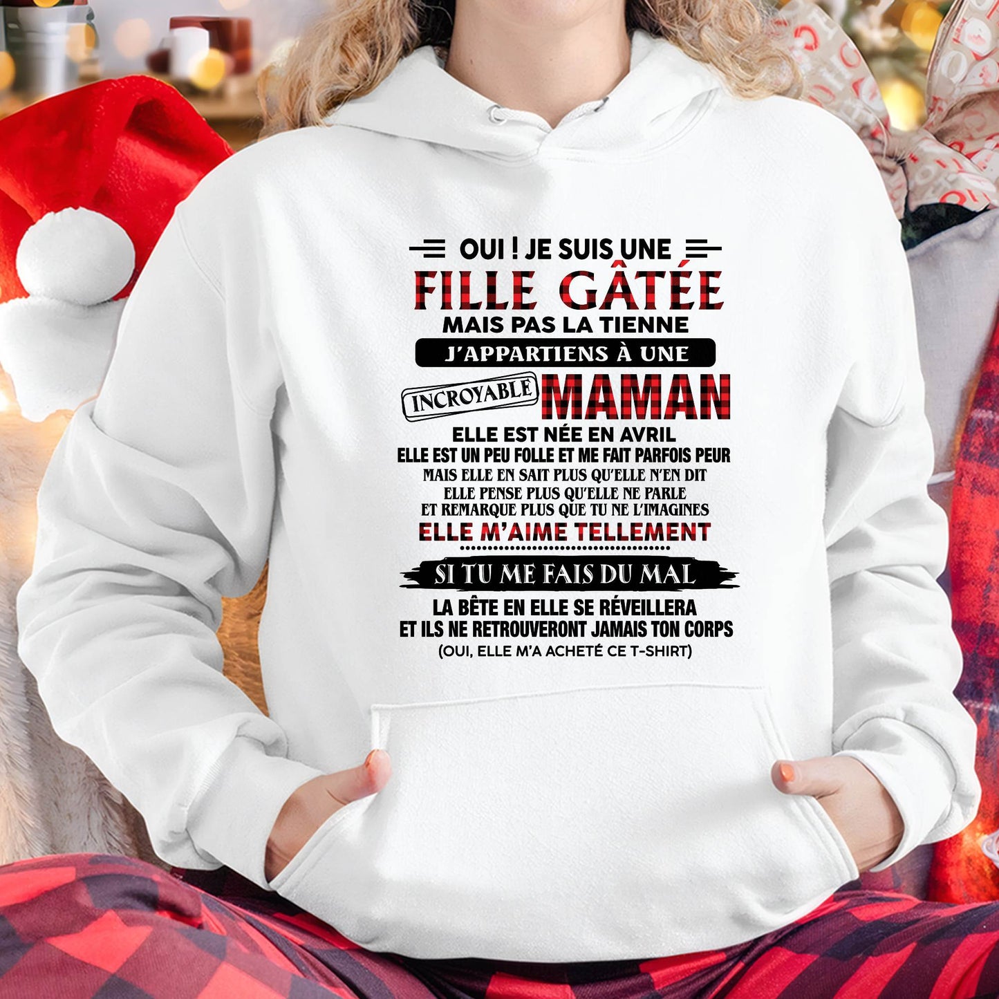 AVRIL - T-SHIRT FILLE GÂTÉE DE SA MAMAN INCROYABLE - CADEAU PARFAIT POUR MAMAN - DTSM04 (SKU2608-302-04)