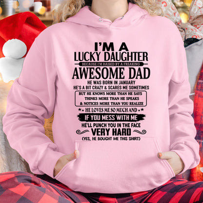 Lucky January Daughter Tee - Perfect T-Shirt From Dad DTSM01 (SKU-TLUCKYDD-01)