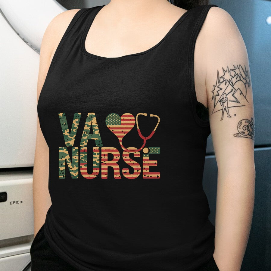 Proud Veteran Shirt, Funny Veteran UnisexT-Shirt/Hoodie/Sweatshirt HLT00 - VA Nurse Stethoscope Heart American Flag Camouflage Retro T-Shirt