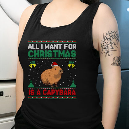 Cute Capybara Shirt, Funny Capybara UnisexT-Shirt/Hoodie/Sweatshirt HLT00 - All I Want for Christmas is A Capybara Ugly Sweater T-Shirt