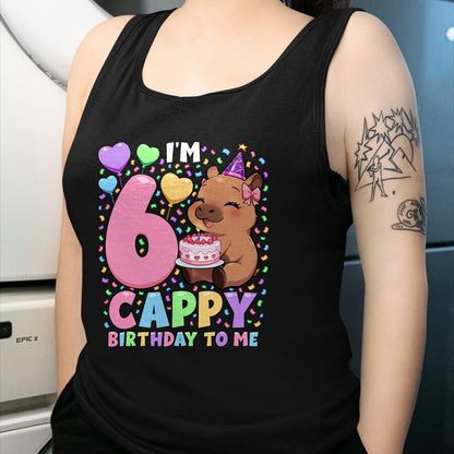 Cute Capybara Shirt, Funny Capybara UnisexT-Shirt/Hoodie/Sweatshirt HLT00 - Capybara Birthday Shirt 6 Kawaii Girl Capybara 6th Birthday T-Shirt