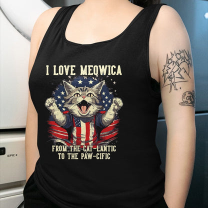 Cat Love Shirt, Funny Cat Lover Gift T-Shirt/Hoodie/Sweatshirt HLT00 - 4th July Cat Lover, I Love Meowica Patriotic Funny Happy Cat T-Shirt
