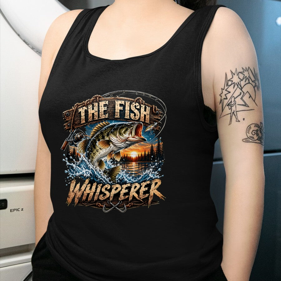 Funny Fishing Shirt, Gift For Fishing Lover Unisex T-Shirt/Hoodie/Sweatshirt HLT00 - The Fish Whisperer Funny Bass Fishing Sunset Angler T-Shirt