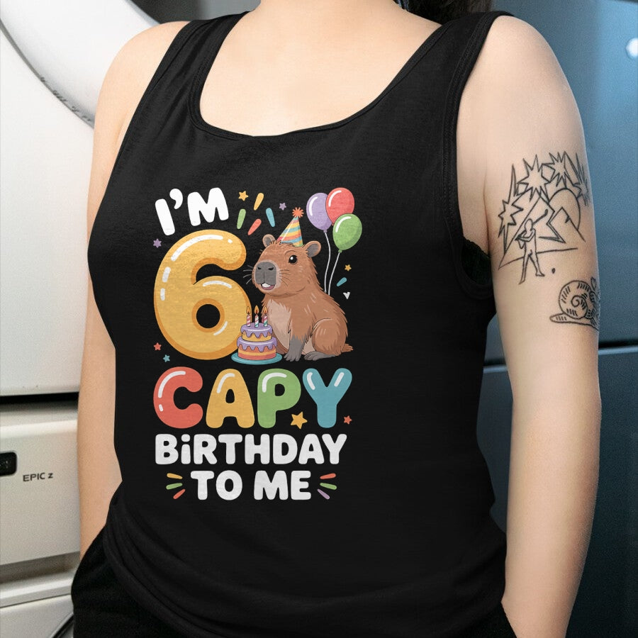 Cute Capybara Shirt, Funny Capybara Unisex T-Shirt/Hoodie/Sweatshirt HLT00 - I’m 6 Years Old Capy Birthday to Me Funny Capybara T-Shirt
