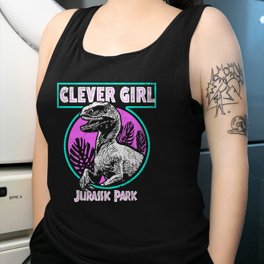 Best Dinosaur Lover Shirt, Funny Dinosaur UnisexT-Shirt/Hoodie/Sweatshirt HLT00 - Jurassic Park Distressed Teal Raptor Clever Girl Short Sleeve T-Shirt