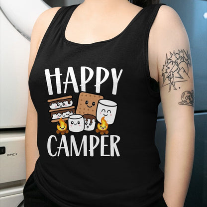 Funny Camping Shirt, Gift For Camping Lover Unisex T-Shirt/Hoodie/Sweatshirt HLT00 - Kawaii Smore Happy Camper Camping Crew Trip Campfire Squad T-Shirt, Men, Black, 3X-Large
