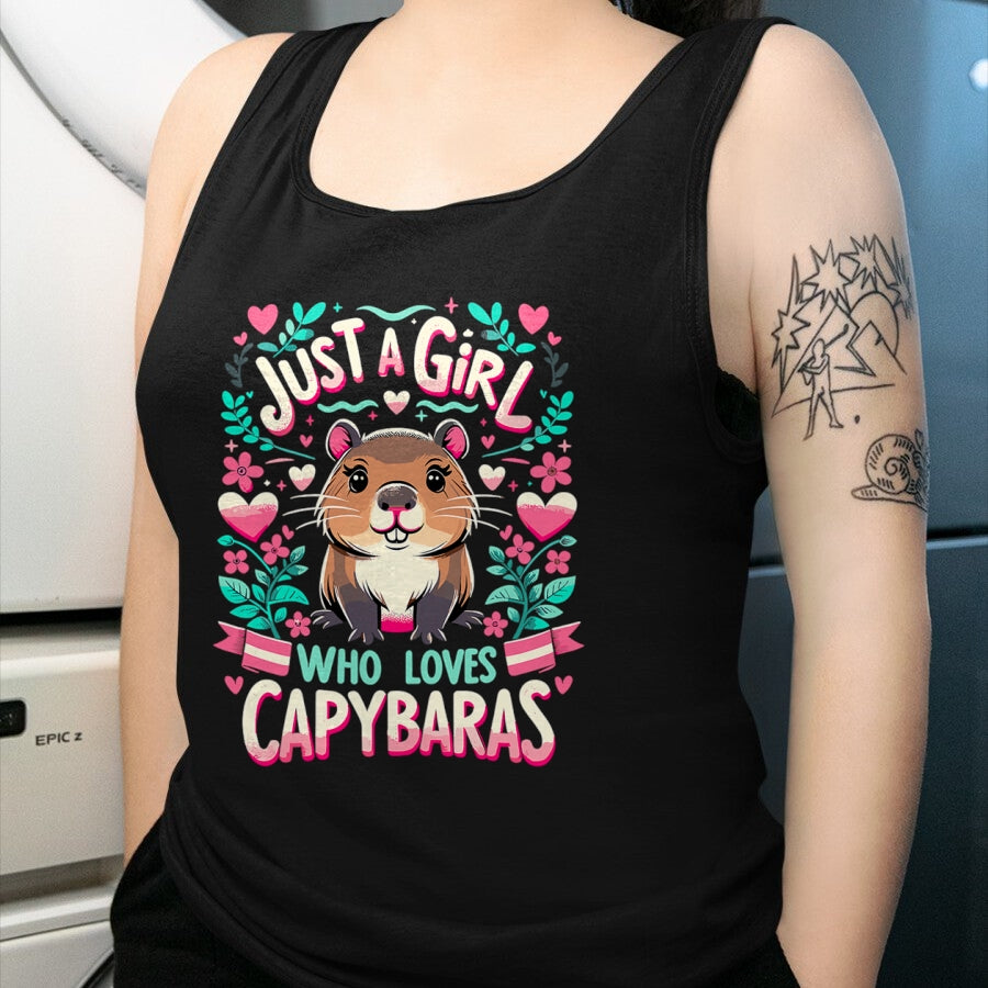 Cute Capybara Shirt, Funny Capybara Unisex T-Shirt/Hoodie/Sweatshirt HLT00 - Capybara Just a Girl who loves Capybaras T-Shirt