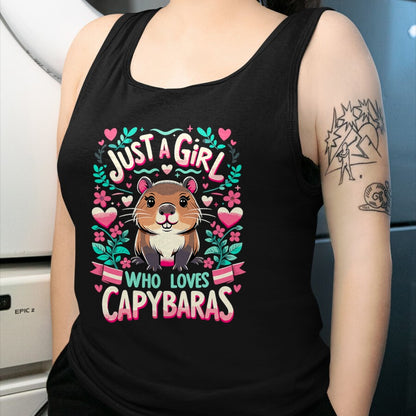 Cute Capybara Shirt, Funny Capybara Unisex T-Shirt/Hoodie/Sweatshirt HLT00 - Capybara Just a Girl who loves Capybaras T-Shirt