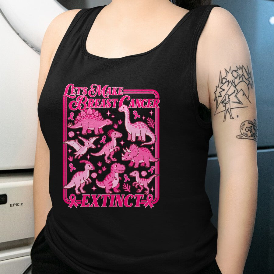 Best Dinosaur Lover Shirt, Funny Dinosaur UnisexT-Shirt/Hoodie/Sweatshirt HLT00 - Lets Make Breast Cancer Extinct Pink Dinosaur Awareness T-Shirt