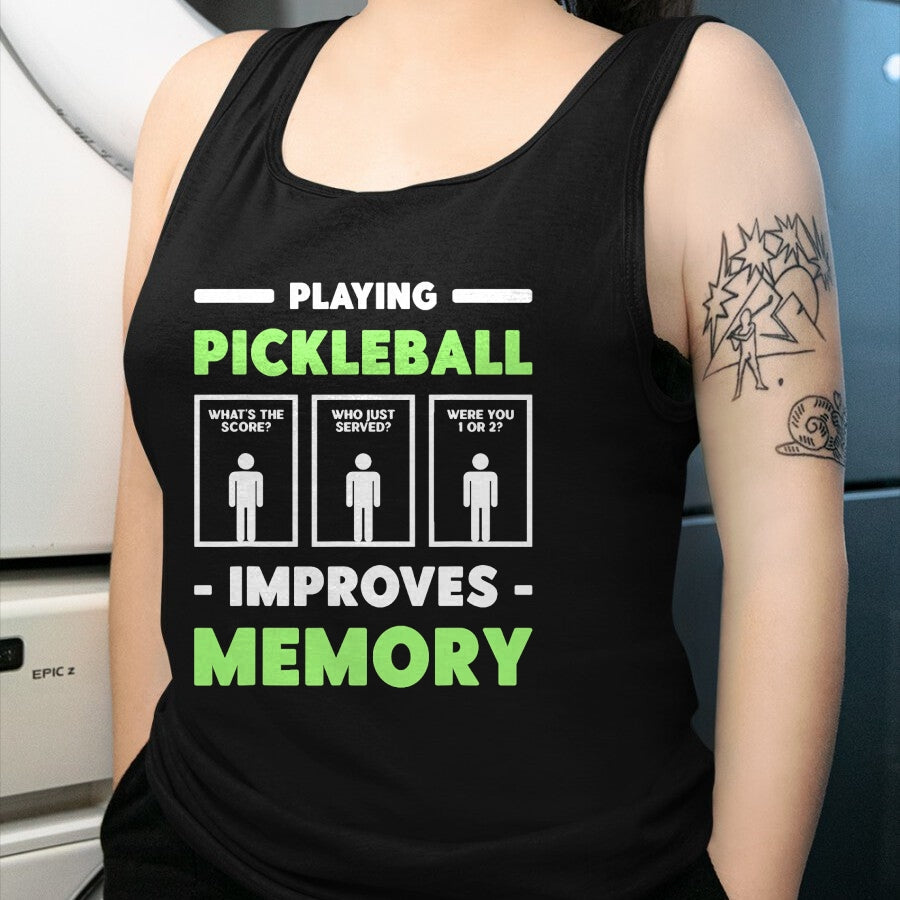 Funny Pickleball Shirt, Pickleball Lover Unisex T-Shirt/Hoodie/Sweatshirt HLT00 - Playing Pickleball Improves Memory Dink Player Short Sleeve T-Shirt