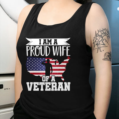 Best Wife Shirt, Wife and Husband Unisex T-Shirt/Hoodie/Sweatshirt HLT00 - Gift for wife T shirt, lucky wife   Proud Wife Of Veteran Nothing Scares Patriotic Veterans Day T-Sh