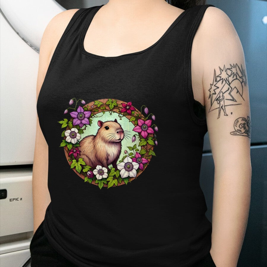 Cute Capybara Shirt, Funny Capybara Unisex T-Shirt/Hoodie/Sweatshirt HLT00 - Capybara floral Illustration Long Sleeve T-Shirt