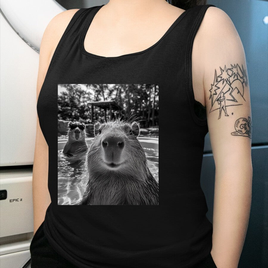 Cute Capybara Shirt, Funny Capybara Unisex T-Shirt/Hoodie/Sweatshirt HLT00 - Funny Capybara Selfie T Shirts for Men and Women Cute Animal Tees