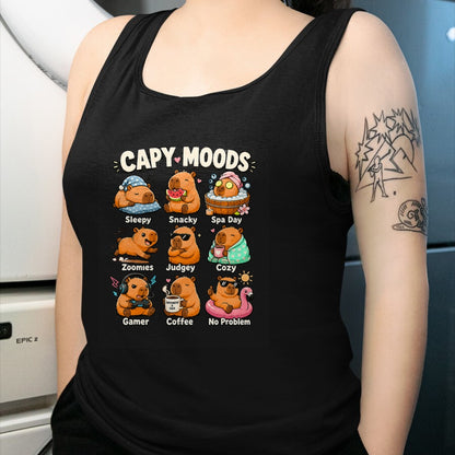 Cute Capybara Shirt, Funny Capybara Unisex T-Shirt/Hoodie/Sweatshirt HLT00 - Cute Capybara Moods Funny Animal Graphic Illustration T-Shirt