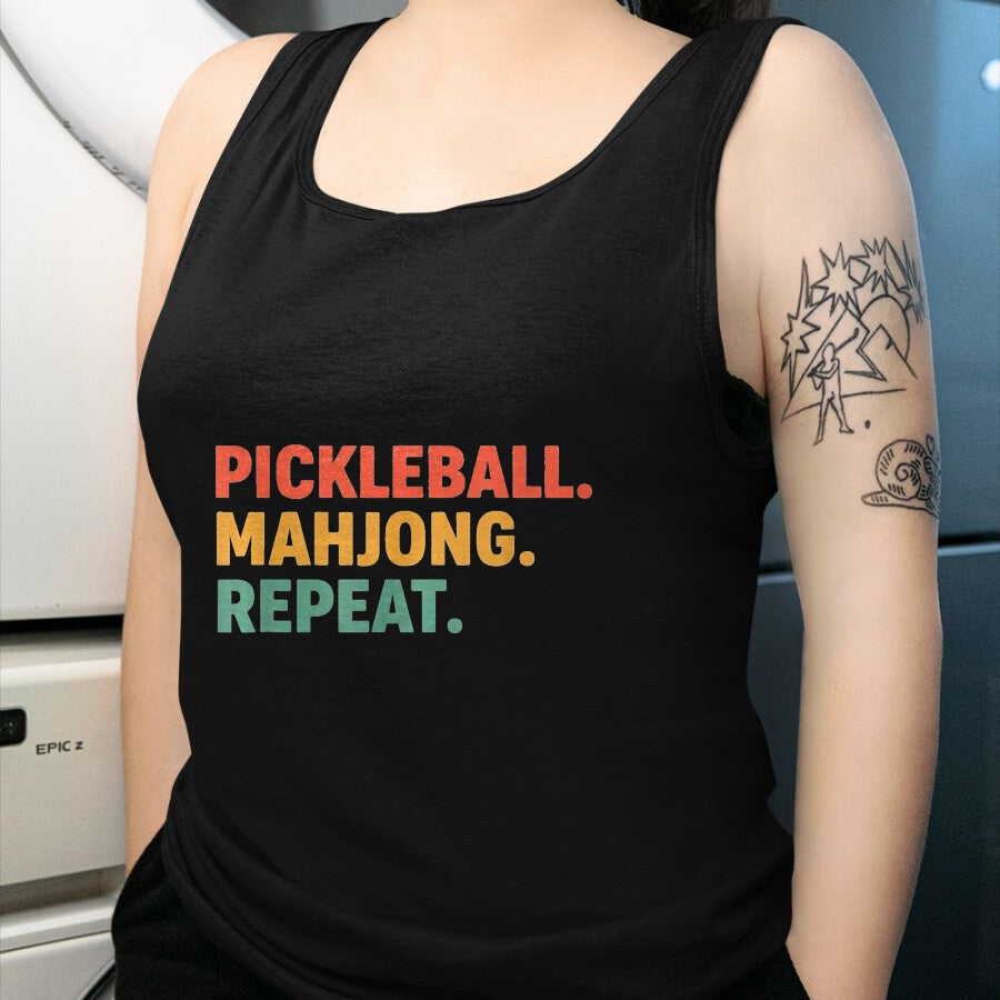 Funny Pickleball Shirt, Pickleball Lover Unisex T-Shirt/Hoodie/Sweatshirt HLT00 - Pickleball Mahjong Repeat Funny Sports Slogan Active Hobby T-Shirt, Women, Kelly Green, Large