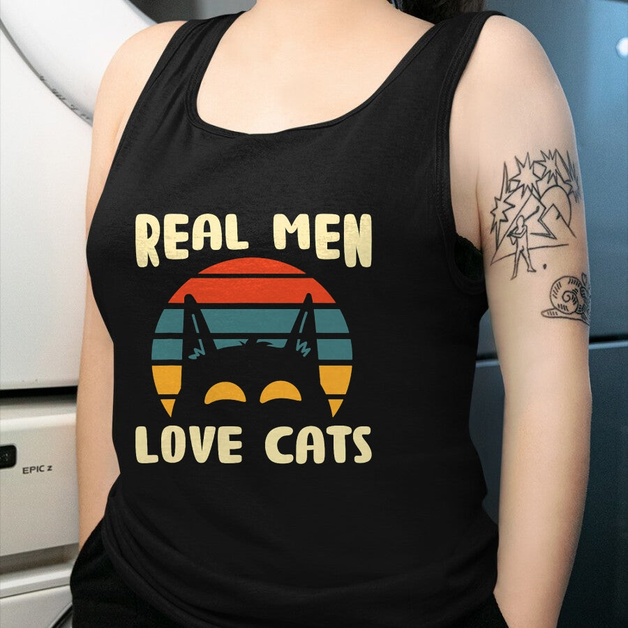 Cat Love Shirt, Funny Cat Lover Gift UnisexT-Shirt/Hoodie/Sweatshirt HLT00 - Real Men Love Cats Cat Lover T-Shirt
