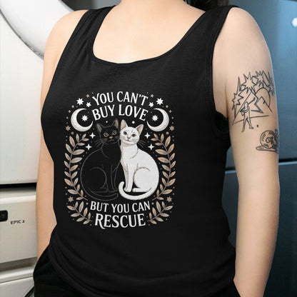 Cat Love Shirt, Funny Cat Lover Gift UnisexT-Shirt/Hoodie/Sweatshirt HLT00 - Women_s You Can_t Buy Love But You Can Rescue It Cat Lovers V-Neck T-Shirt