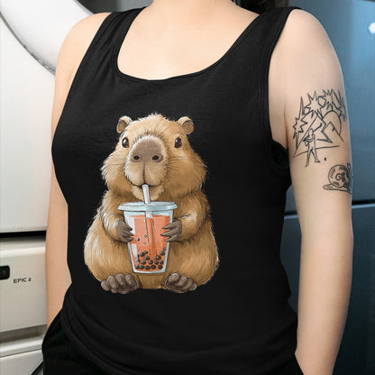 Cute Capybara Shirt, Funny Capybara Unisex T-Shirt/Hoodie/Sweatshirt HLT00 - Kawaii Anime Capybara Boba T-Shirt