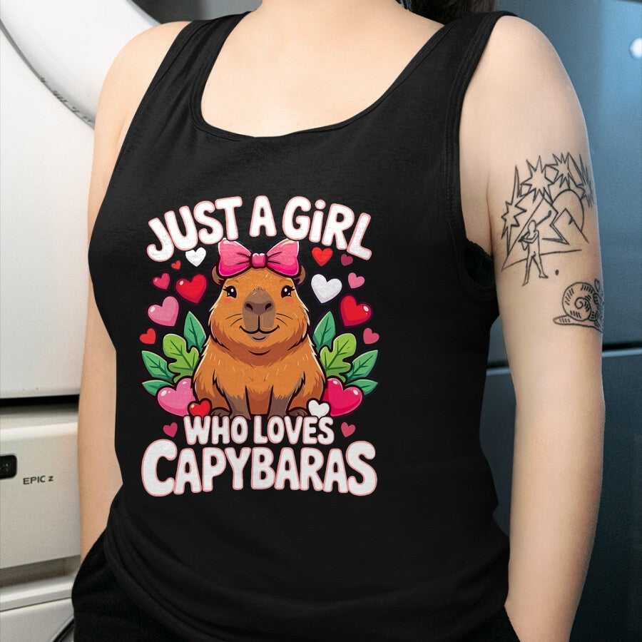 Cute Capybara Shirt, Funny Capybara Unisex T-Shirt/Hoodie/Sweatshirt HLT00 - Capybara Cute Just a Girl who Loves Capybaras T-Shirt (1)