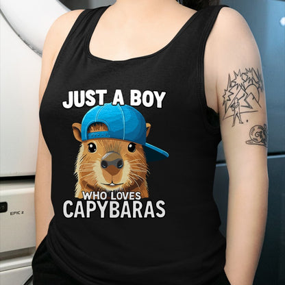 Cute Capybara Shirt, Funny Capybara Unisex T-Shirt/Hoodie/Sweatshirt HLT00 - Just A Boy Who Loves Capybaras T-Shirt