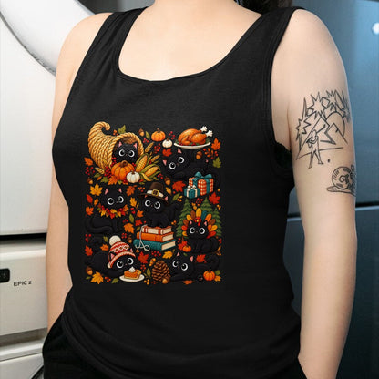 Best Thanksgiving Family Shirt , Funny Thanksgiving UnisexT-Shirt/Hoodie/Sweatshirt HLT00 - Cute Black Cats Thanksgiving Fall Harvest T-Shirt
