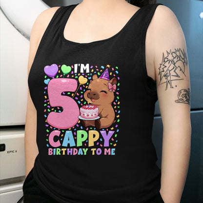 Cute Capybara Shirt, Funny Capybara UnisexT-Shirt/Hoodie/Sweatshirt HLT00 - Capybara Birthday Shirt 5 Kawaii Girl Capybara 5th Birthday T-Shirt