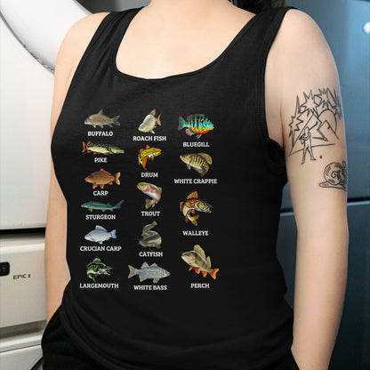 Funny Fishing Shirt, Gift For Fishing Lover Unisex T-Shirt/Hoodie/Sweatshirt HLT00 - Types of Freshwater Fish Species Fishing Fisherman Anglers T-Shirt