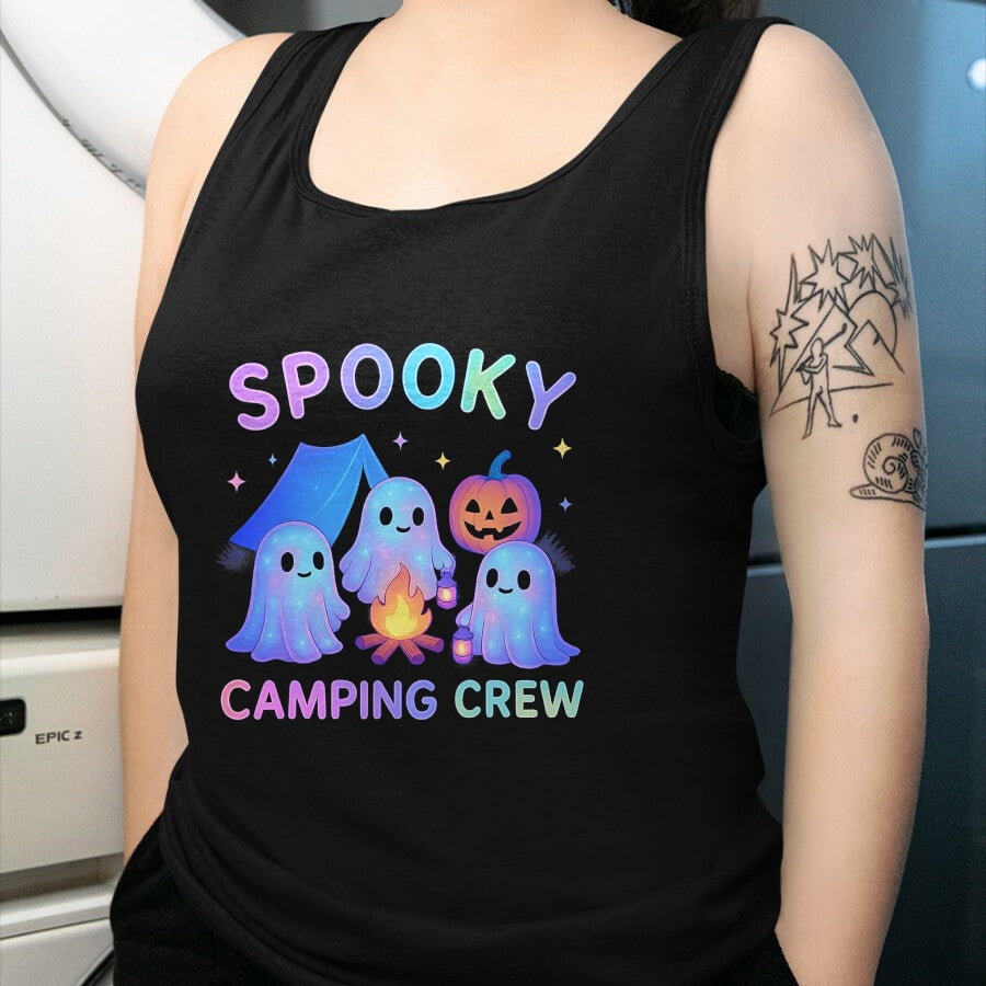 Funny Camping Shirt, Gift For Camping Lover Unisex T-Shirt/Hoodie/Sweatshirt HLT00 - Spooky Camping Crew Ghosts Halloween Campfire Vintage Boo T-Shirt