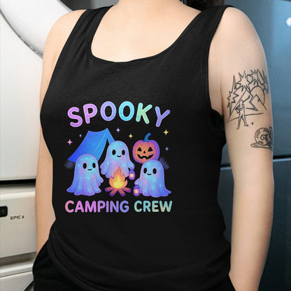 Funny Camping Shirt, Gift For Camping Lover Unisex T-Shirt/Hoodie/Sweatshirt HLT00 - Spooky Camping Crew Ghosts Halloween Campfire Vintage Boo T-Shirt