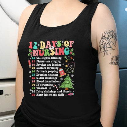 Funny Nurse Shirt, Nurse Unisex T-Shirt/Hoodie/Sweatshirt HLT00 - 12 Day Of Nursing Hospital Christmas Nurse Xmas NICU PICU ED T-Shirt