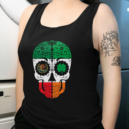 Patrick Day Shirts for Family, Funny Patrick Day shirts, st patrick's day Unisex T-Shirt/Hoodie/Sweatshirt HLT00 - Mexican Irish Sugar Skull St Patrick Day Mexico Ireland Flag T-Shirt