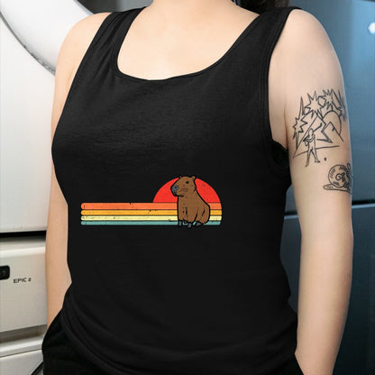 Cute Capybara Shirt, Funny Capybara UnisexT-Shirt/Hoodie/Sweatshirt HLT00 - Capybara Chest Sunset Retro Capy Rodent Men Women Kids Youth T-Shirt