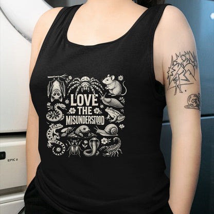 Cat Love Shirt, Funny Cat Lover Gift UnisexT-Shirt/Hoodie/Sweatshirt HLT00 - Love The Misunderstood Bat Raven Cat Snake Spider Moth Frog T-Shirt (2)