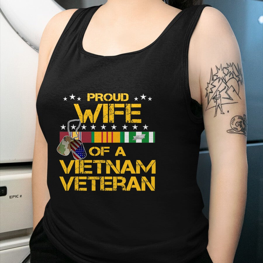 Best Wife Shirt, Wife and Husband Unisex T-Shirt/Hoodie/Sweatshirt HLT00 - Gift for wife T shirt, lucky wife   Proud Wife Of A Vietnam Veteran My Husband Is A Hero T-shirt T-S