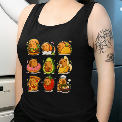 Cute Capybara Shirt, Funny Capybara UnisexT-Shirt/Hoodie/Sweatshirt HLT00 - Capybara Food Kawaii Cute Animal Foodie Funny Cartoon T-Shirt
